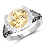 3.64 ct. tw. Citrine and Champagne Diamond Sterling Silver Ring