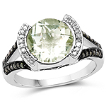 3.59 ct. tw. Green Amethyst and Green Diamond Sterling Silver Ring