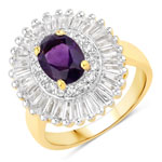 3.20 ct. tw. Genuine Amethyst And White Topaz Halo Ring In Sterling Silver