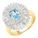 3.75 ct. tw. Genuine Blue Topaz And White Topaz Halo Ring In Sterling Silver