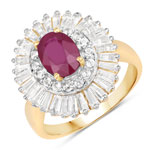 3.75 ct. tw. Ruby and White Topaz Halo Ring in .925 Sterling Silver