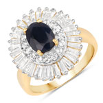 3.65 ct. tw. Genuine Blue Sapphire And White Topaz Halo Ring In Sterling Silver