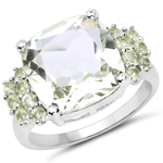5.92 ct. tw. Green Amethyst and Peridot Sterling Silver Ring
