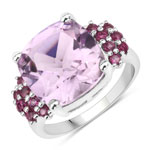 5.90 ct. tw. Genuine Pink Amethyst And Rhodolite Cocktail Ring In Sterling Silver
